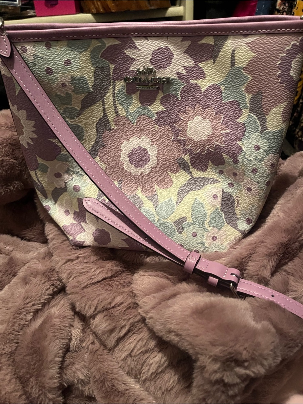 Coach Pastel Floral Shoulder Bag in Lavender, Pink & Cream - Picture 2 of 3